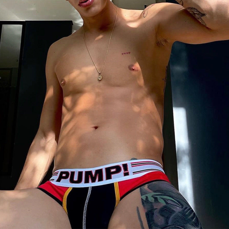 PUMP Contrast stitching men's briefs bulge pouch bag sexy low rise briefs shorts MP222