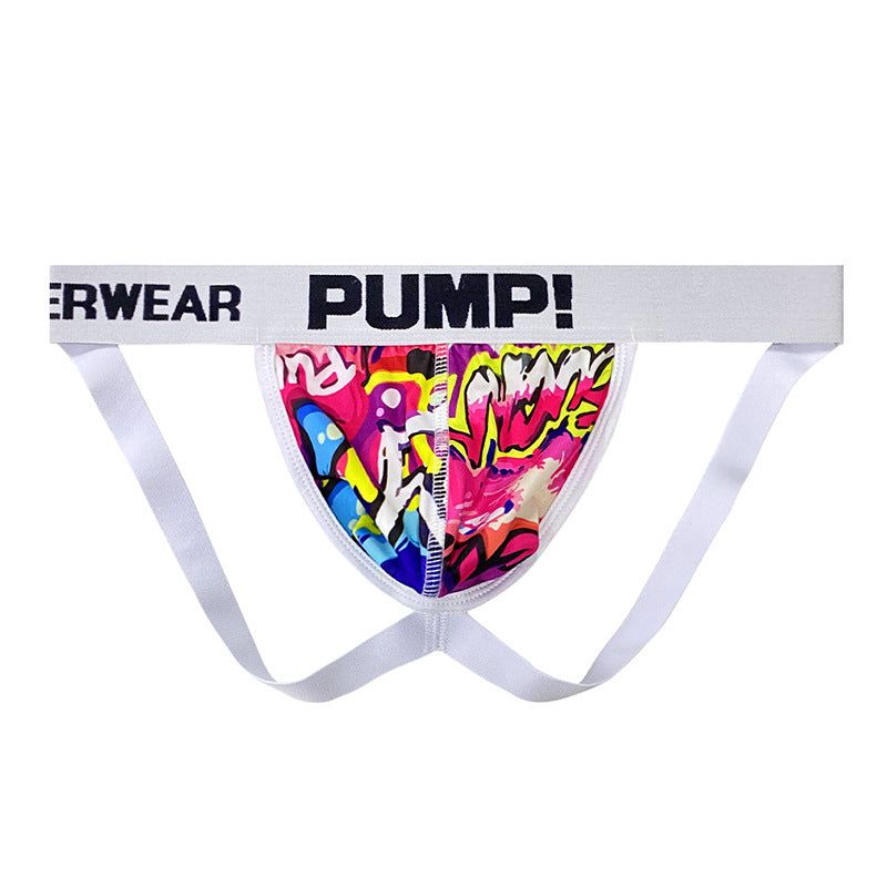 PUMP TEMU Source Factory Low Rise Men's Graffiti Thong Sexy Nylon Booster Pouch Bag MP224