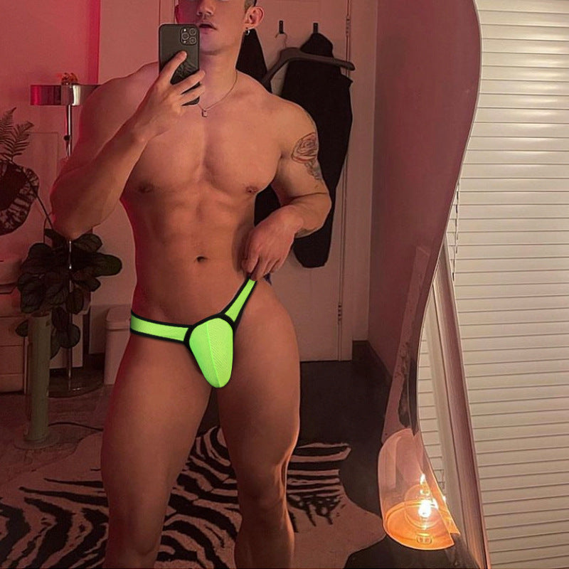 0850 TEMU New Men's Panties Low Rise Breathable Mesh Translucent Briefs Pant Convex Small Triangle BS838