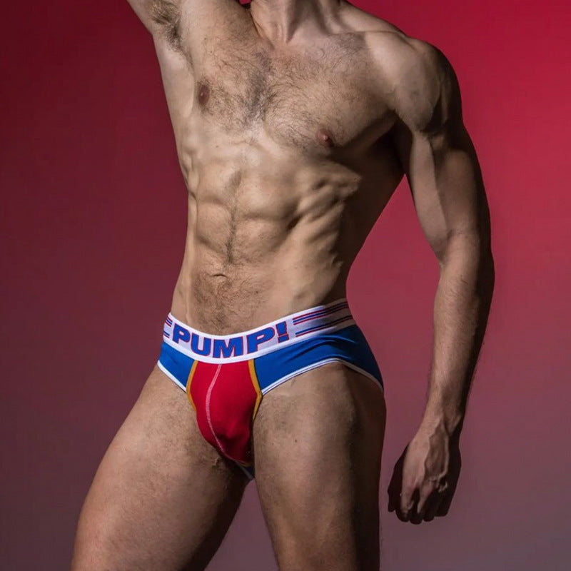 PUMP Contrast stitching men's briefs bulge pouch bag sexy low rise briefs shorts MP222