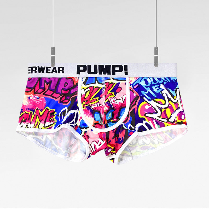 PUMP British-style grateful bulge pocket pants street graffiti nylon breathable comfortable boxers MP225
