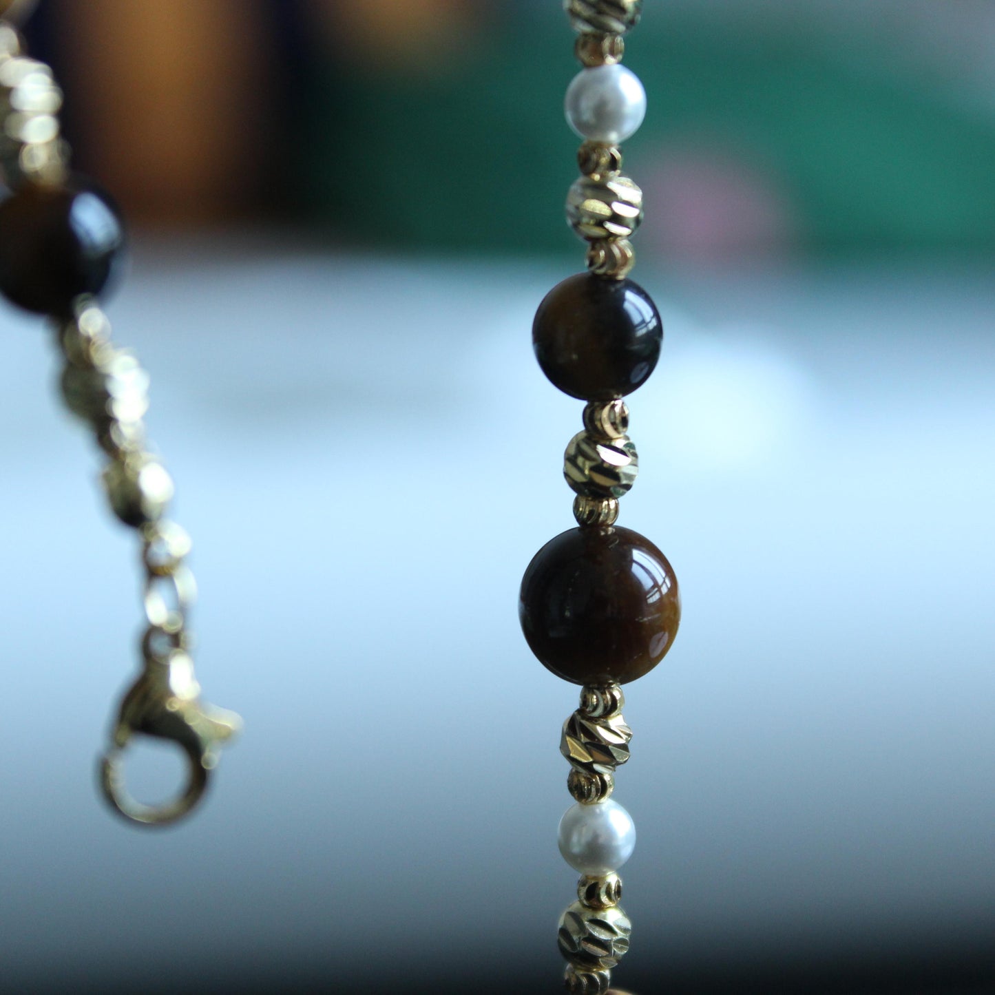 Tiger Eye Necklace, Shell Beads Necklace, Natural Stone Beaded Necklace, Boho Chic Jewelry, Healing Crystal Necklace, Unique Gift