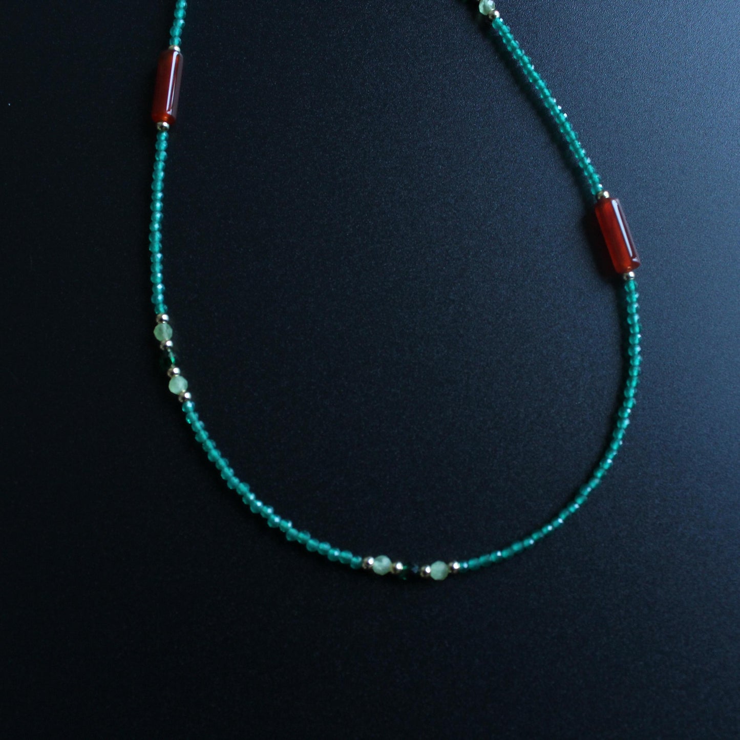 Natural Green Emerald Necklace, Girlfriend Gift, May Birthstone,Red AgateChoker, Green Stone Choker, Gifts for Her