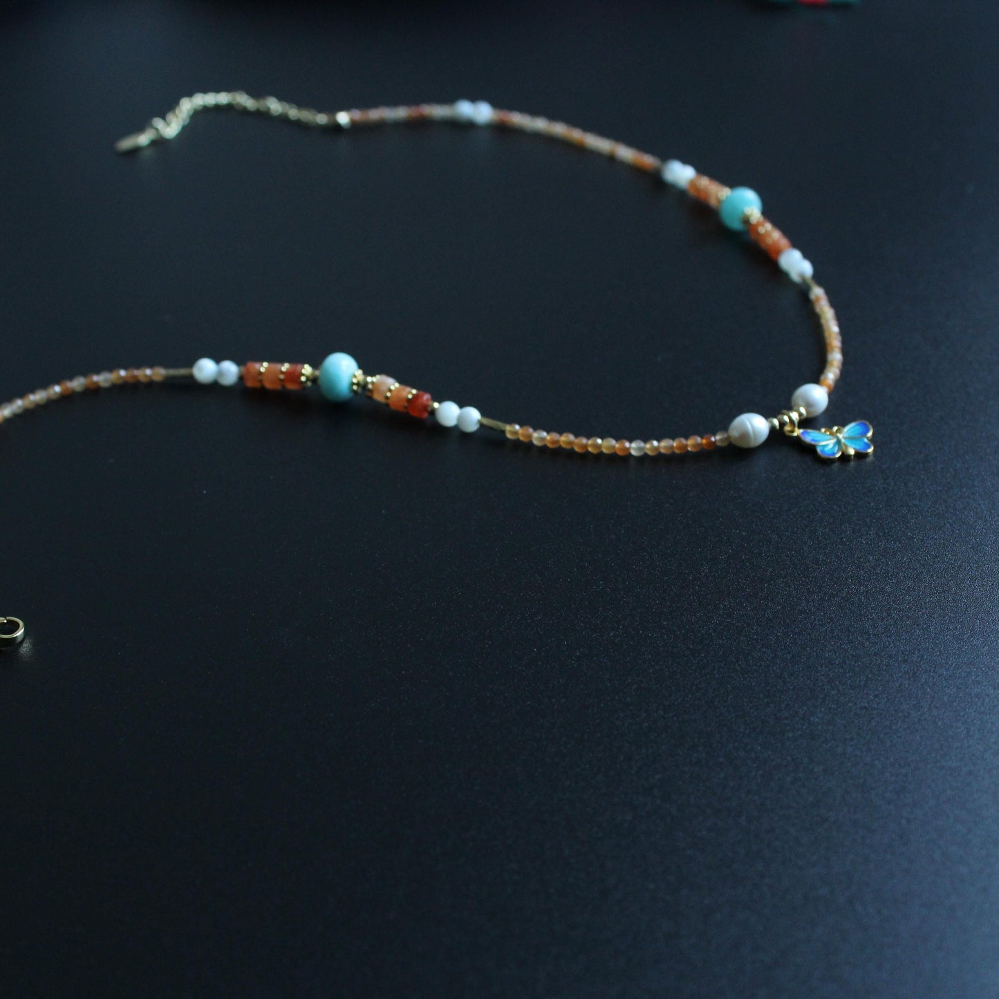 Butterfly Pendant, Horse ConchYellow Agate Beaded Necklace, Unique Spiritual Jewelry for Women, Handmade Gift for Her,Handmade Jewelry