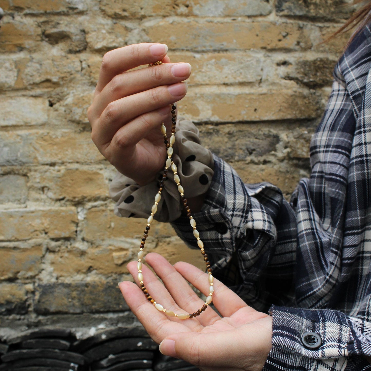 Limpet Shell Tiger Eye Necklace | Natural Shell and Gemstone Jewelry | Earth & Ocean Energy Healing Pendant | Boho Gift for Her
