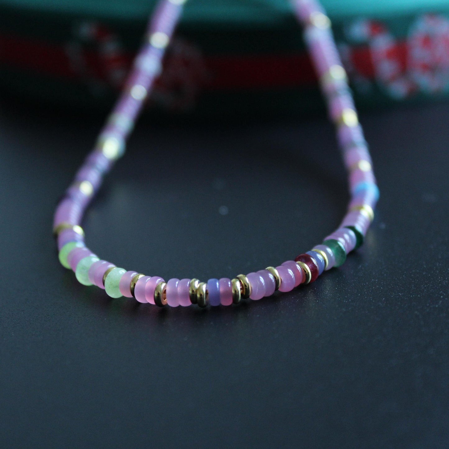 Multi Color Jade Necklace,Colorful Necklace,Colorful Jewelry,Minimalist Necklace, Gift for Her,Handmade Gemstone Jewelry,