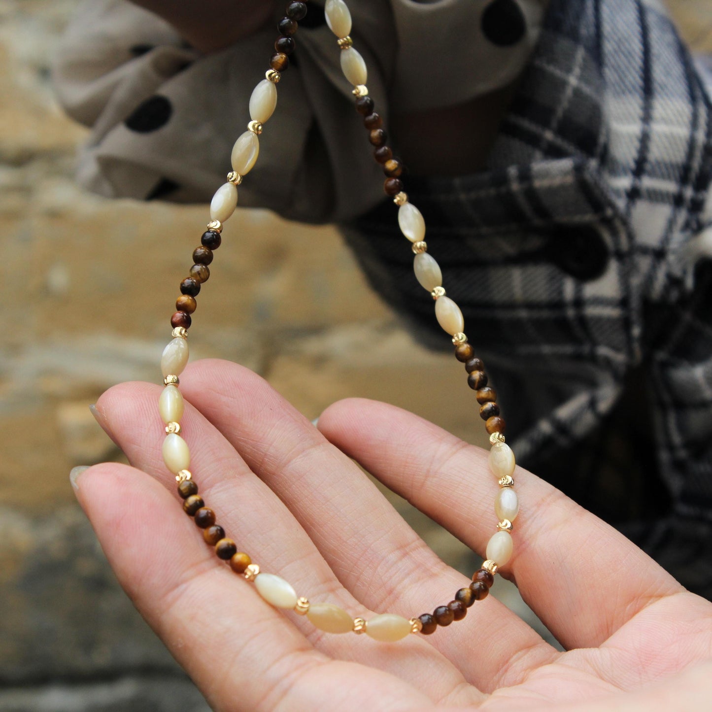 Limpet Shell Tiger Eye Necklace | Natural Shell and Gemstone Jewelry | Earth & Ocean Energy Healing Pendant | Boho Gift for Her