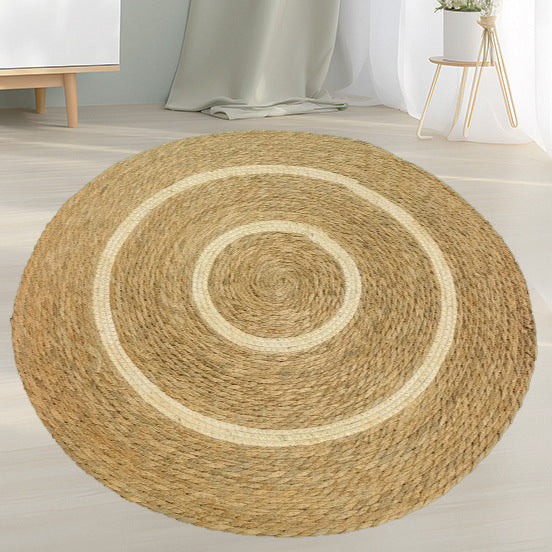 Round Rattan Cat Scratching Mat |   Natural Wood Tone Floor Rug |   Handwoven Tatami Carpet |   Bedside Bay Window Grass-Weave Mat for Cats