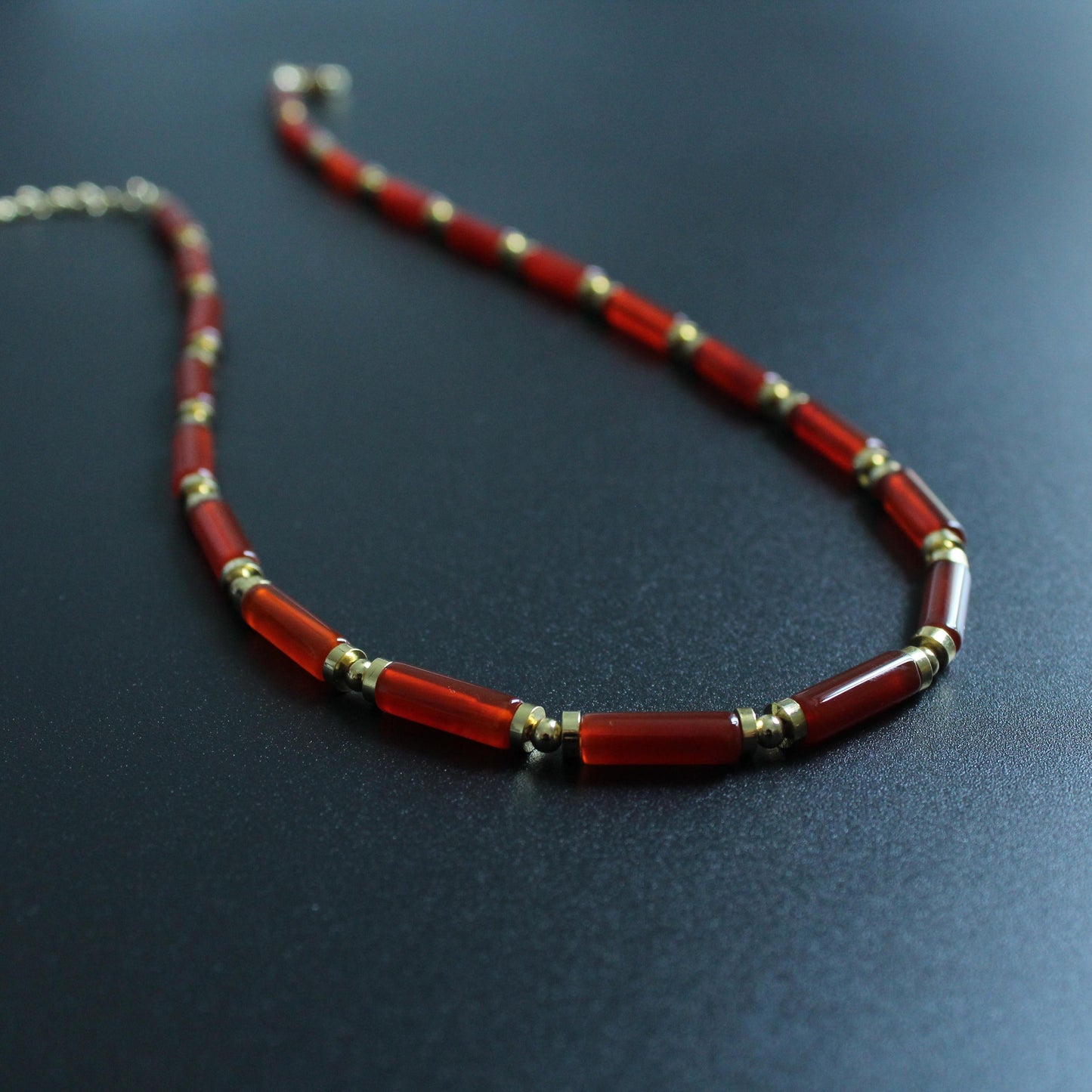 Red Carnelian Necklace Choker, Red Necklace, Red Gemstone Necklace, Genuine Carnelian, Beaded Necklace, Handmade Jewelry,gift