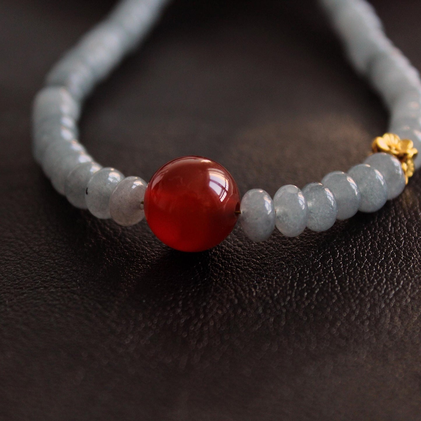 Red Agate Gray White Jade Necklace，Gemstone Pendant Jewelry，Elegant Handmade Gift，Natural Stone Necklace,Gift，Choker，