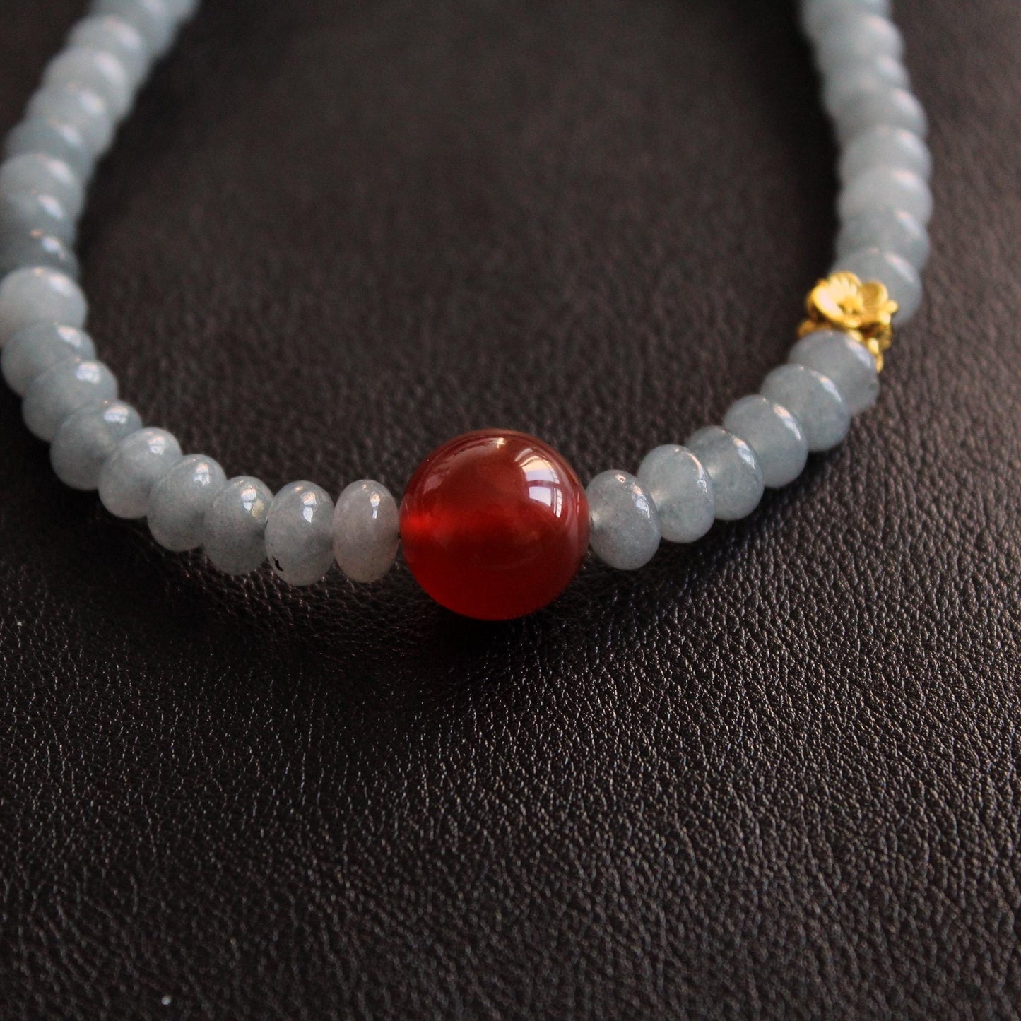Red Agate Gray White Jade Necklace，Gemstone Pendant Jewelry，Elegant Handmade Gift，Natural Stone Necklace,Gift，Choker，