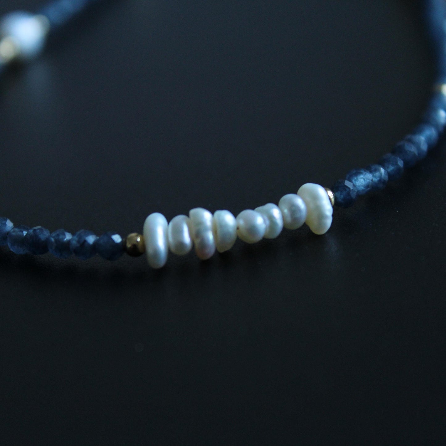 Pearl Necklace, Unique Pearl and Jade Necklace for Women, Baroque Pearl Jewelry, blue Gemstone Necklace, Mothers Day Gift