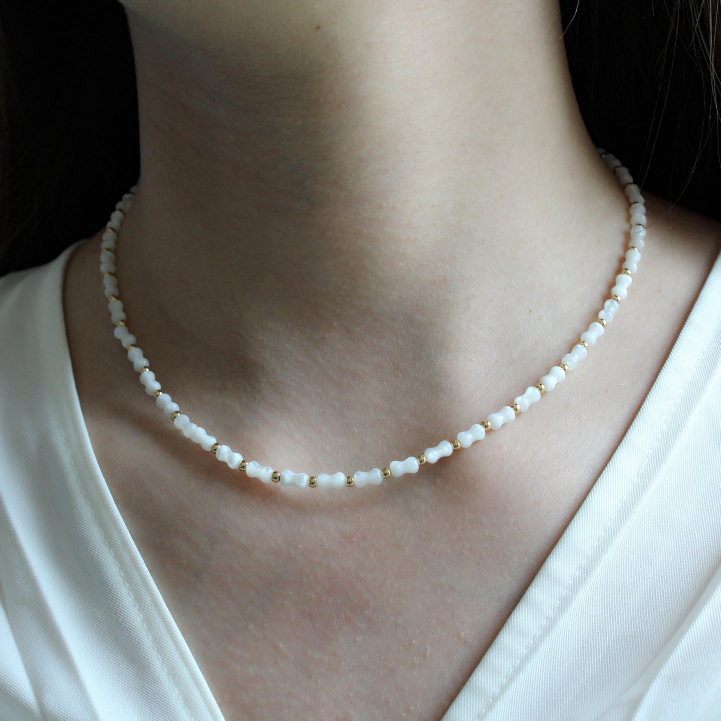 Handmade Jewelry,Choker,Horseshoe Snail Shell Bead,Beaded Crystal Necklace,Gemstone Choker,Dainty Jewelry Mother's Day Gift