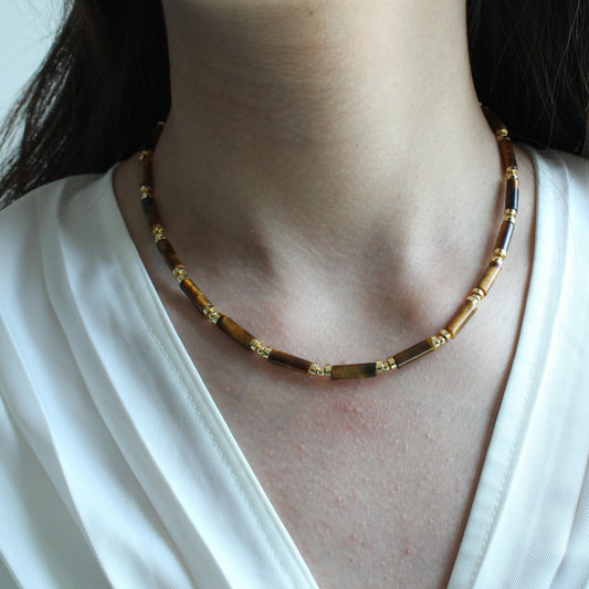 Tiger's eye Necklace, Tiger's eye necklace,Tiger's eye Necklace,Natural Stone Jewelry Boho Gemstone Necklace for Women