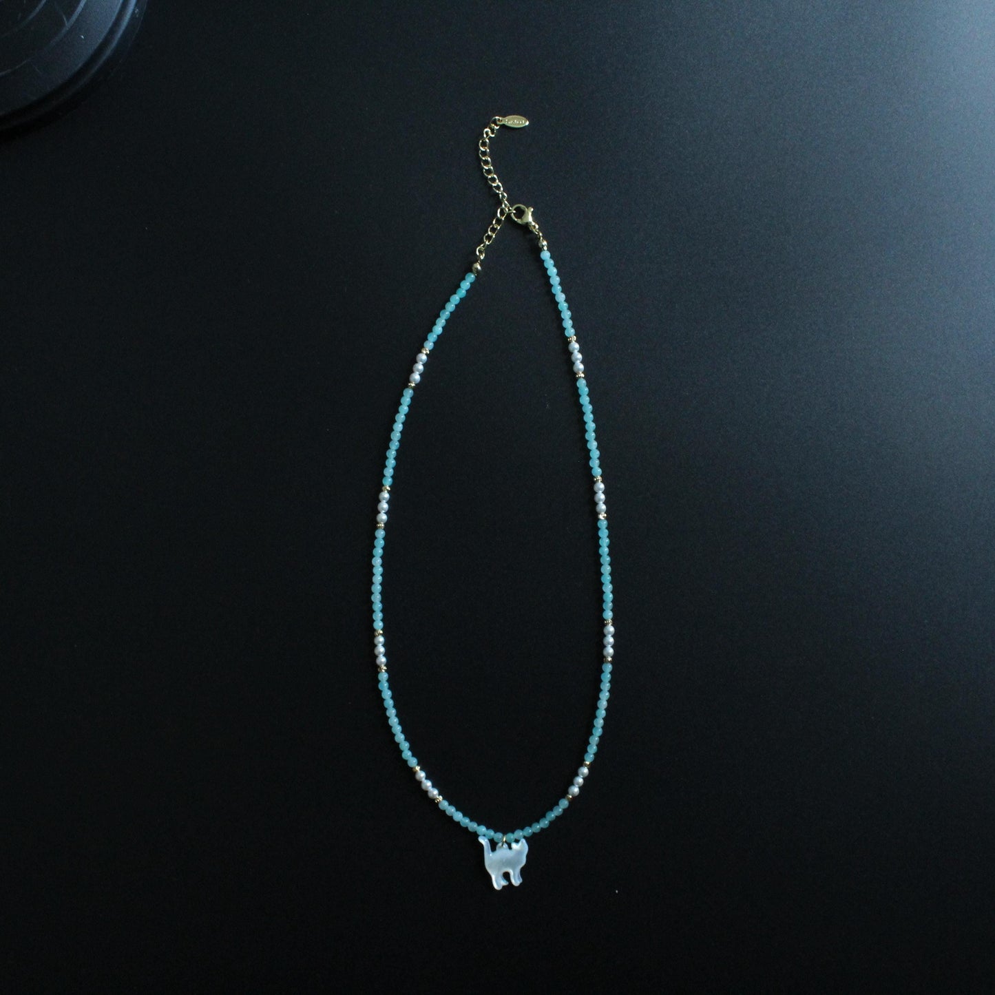 Cat pendant,Natural Blue Amazonite Smooth Oval Nugget Shape Gemstone Loose Beads,Minimalist Handmade Crystal Necklace,  Gift for Her