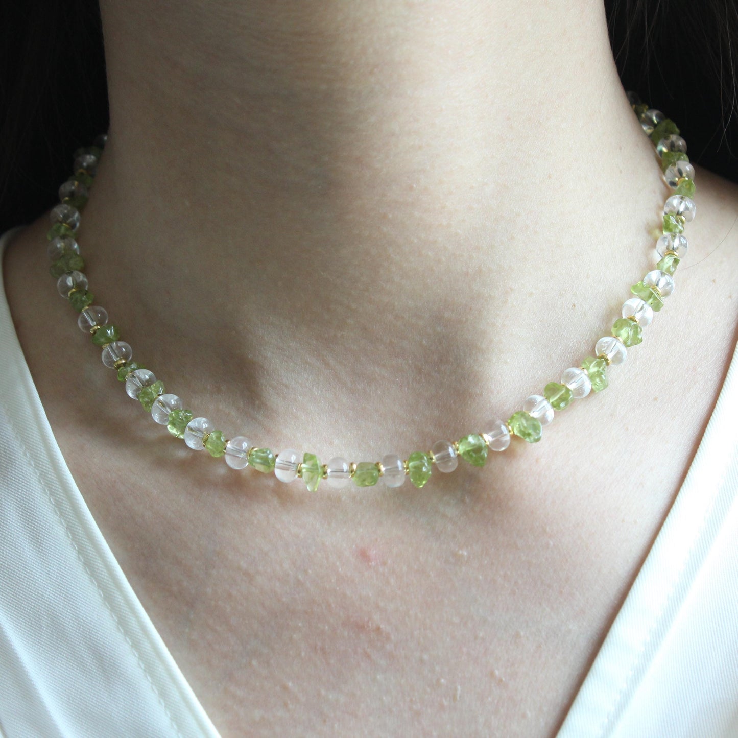 Peridot Necklace｜August Birthstone Jewelry｜Natural Green Crystal｜Healing Gift for Her｜Gold Minimalist Gemstone Necklace