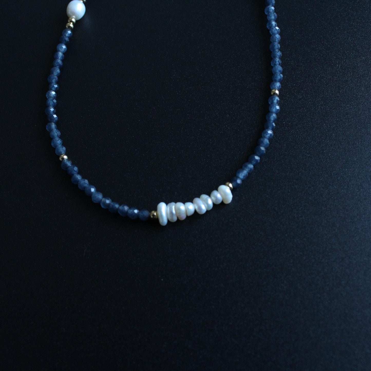 Pearl Necklace, Unique Pearl and Jade Necklace for Women, Baroque Pearl Jewelry, blue Gemstone Necklace, Mothers Day Gift