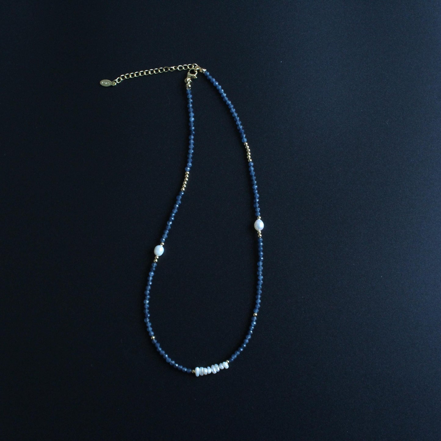 Pearl Necklace, Unique Pearl and Jade Necklace for Women, Baroque Pearl Jewelry, blue Gemstone Necklace, Mothers Day Gift