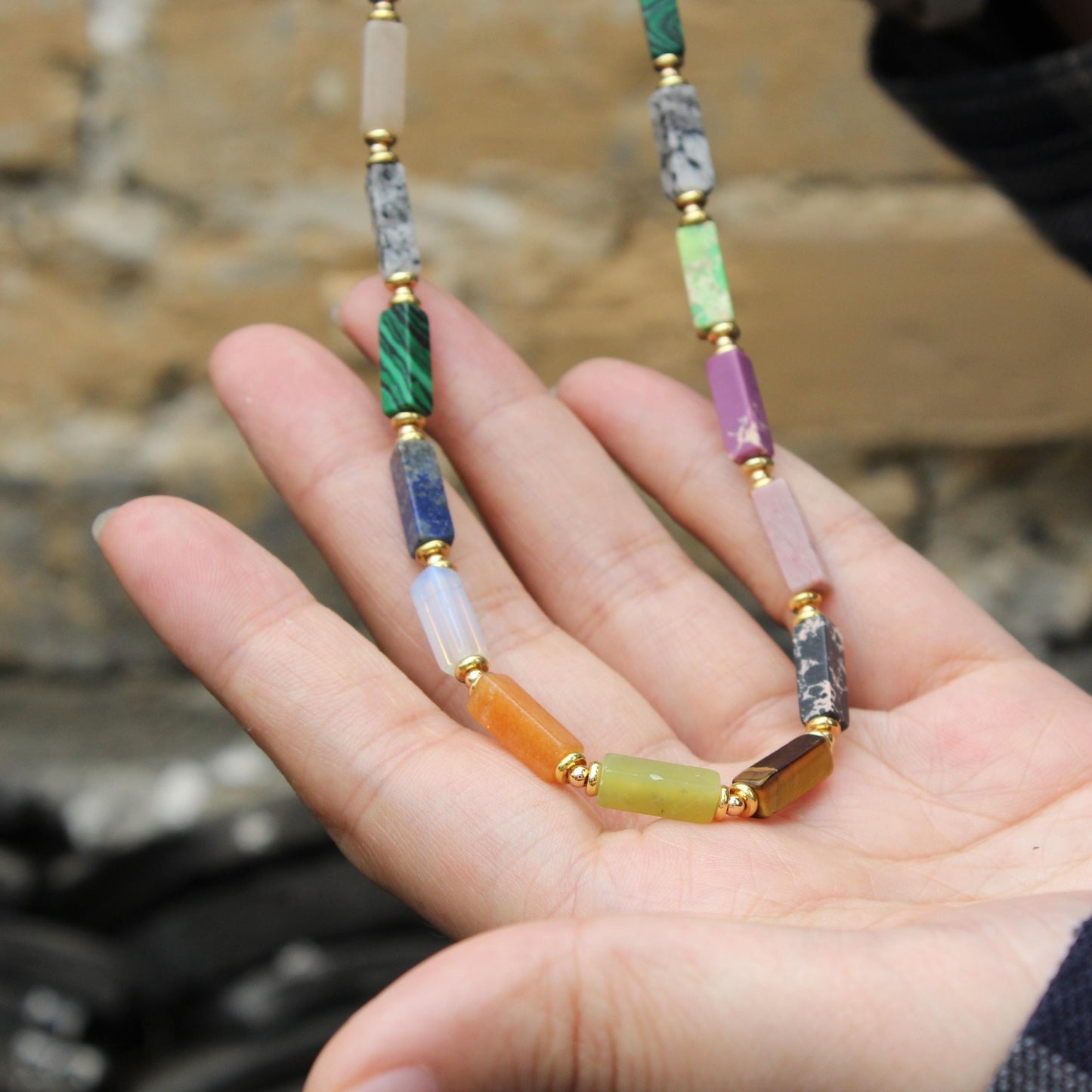 Raw Rainbow Crystal Necklace | Natural Aura Quartz Pendant | Iridescent Raw Gemstone Jewelry | Healing Stone Gift for Her