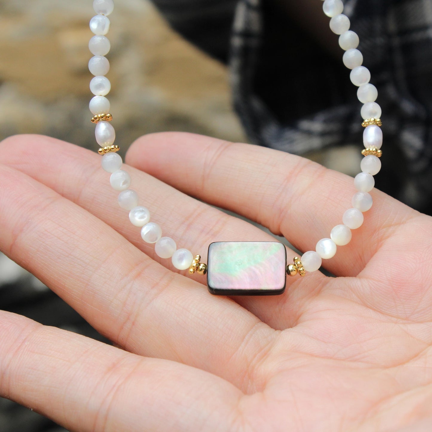 Abalone Shell, Limpet Shell & Freshwater Pearl Necklace | Ocean-Inspired Natural Jewelry | Healing Shell Pendant for Her