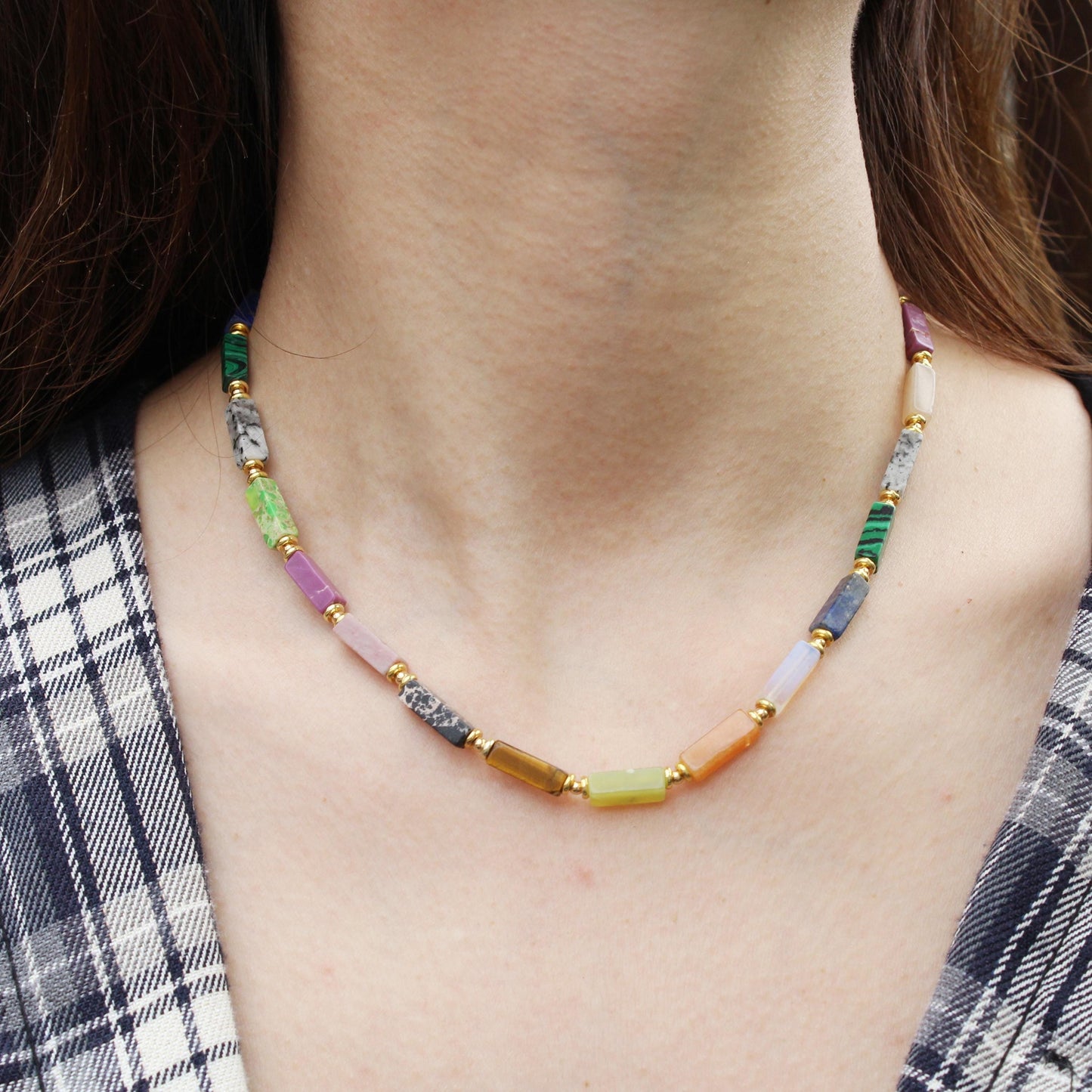 Raw Rainbow Crystal Necklace | Natural Aura Quartz Pendant | Iridescent Raw Gemstone Jewelry | Healing Stone Gift for Her