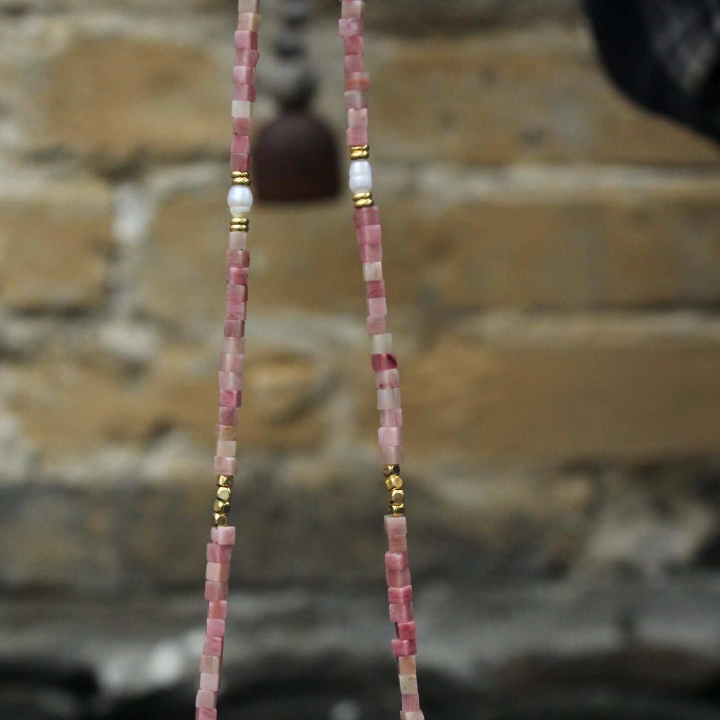 Red Jasper Necklace with Pearl & Carnelian | Handmade Boho Tassel Necklace | Vintage Floral Pendant | Healing Stone Jewelry for Women